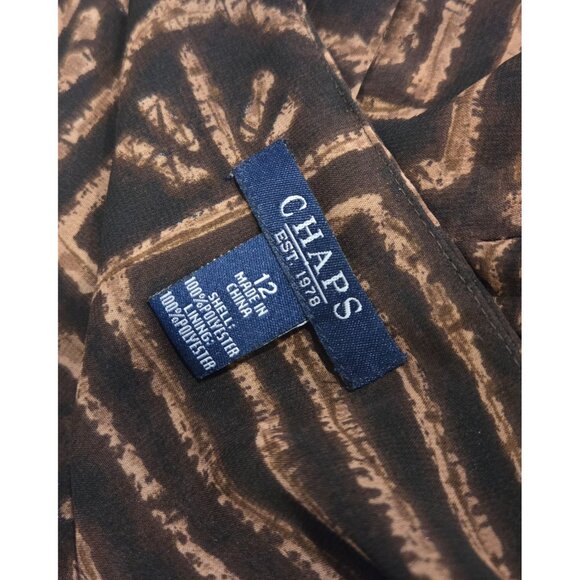 Woman's Brown Print Full Skirt Chaps Size 12 Ethnic Boho Geometric Hieroglyphic - Picture 8 of 11